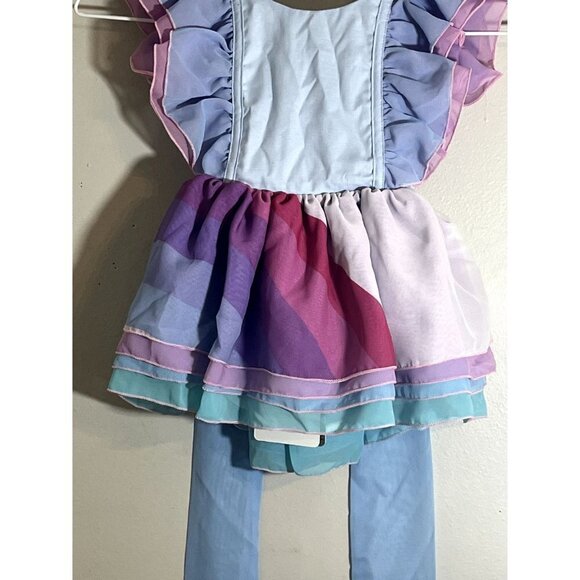 Pleiades Girl Dress Size 12M Blue Ruffle Tank Pink Ombre Rainbow Summer Chiffon - Picture 4 of 12
